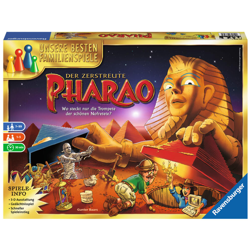 Ravensburger Familienspiele Der Zerstreute Pharao, Merkspiel, Suchspiel, 3D-Spiel, Brettspiel, Gesellschaftsspiel, Familien Spiel, 26656 2