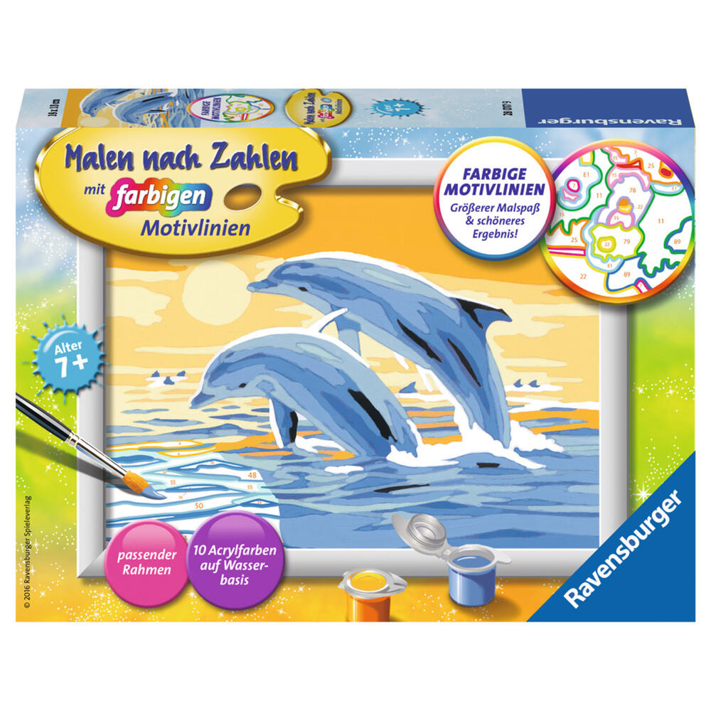 Ravensburger Malen Nach Zahlen Freunde des Meeres, Mal Set, Malvorlage, Vorlage, Bild, Kinder, Farbige Motivlinien, 28017 9