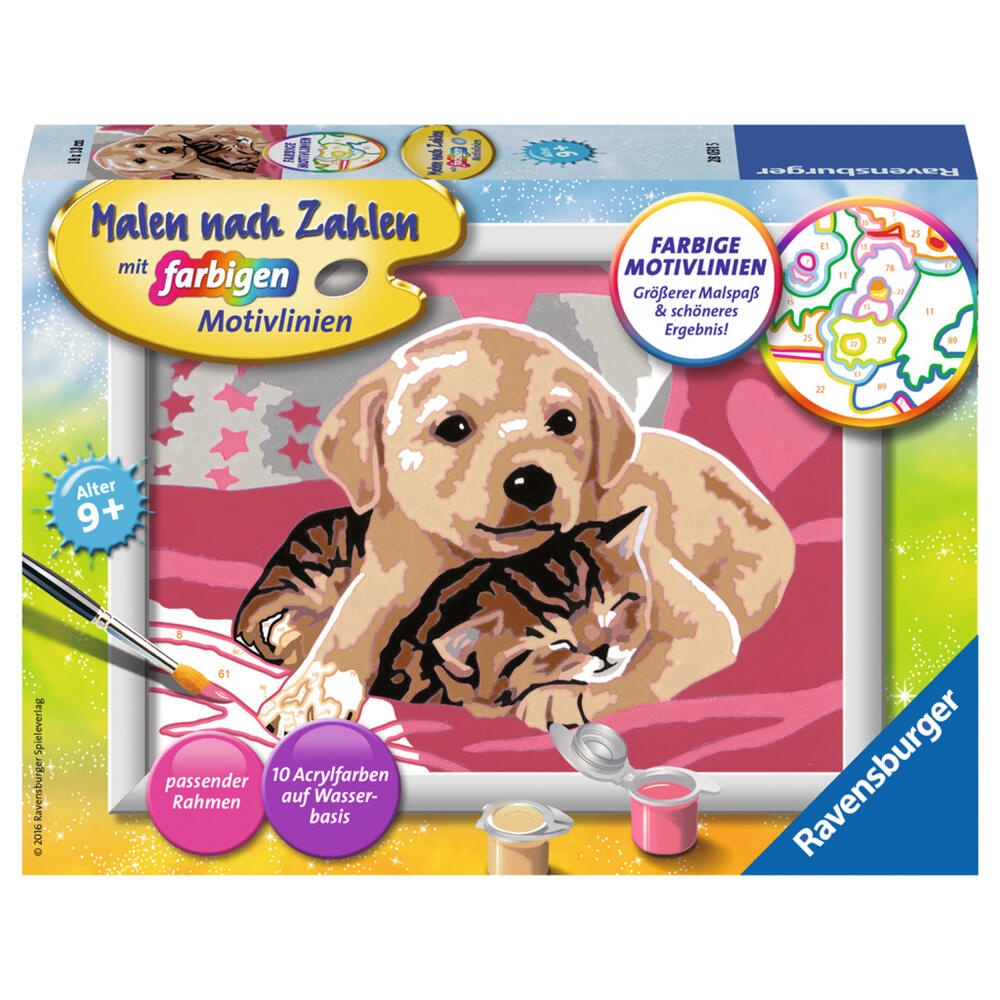 Ravensburger Malen Nach Zahlen Beste Freunde, Mal Set, Malvorlage, Vorlage, Bild, Kinder, Farbige Motivlinien, 28031 5